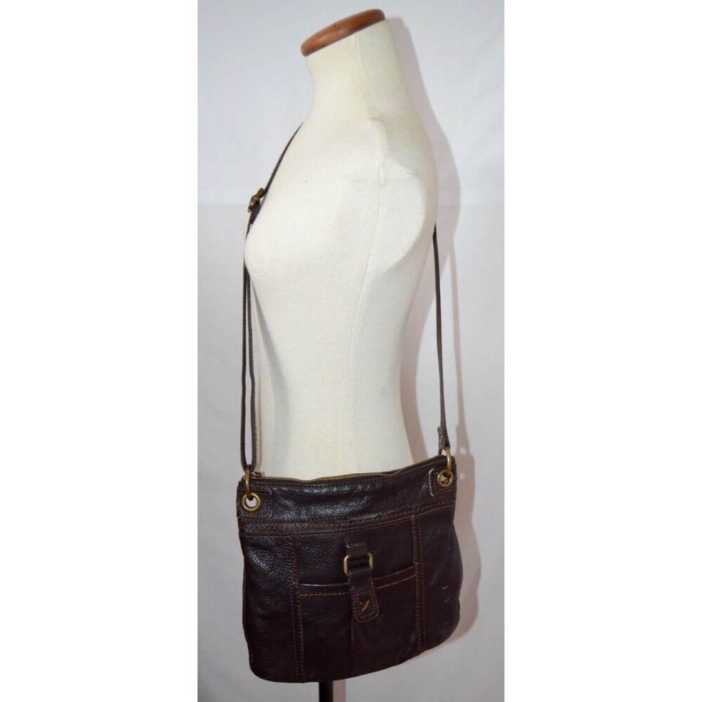 The Sak Brown Leather Kendra Crossbody Bag Top Stitching Outer Inner Pockets